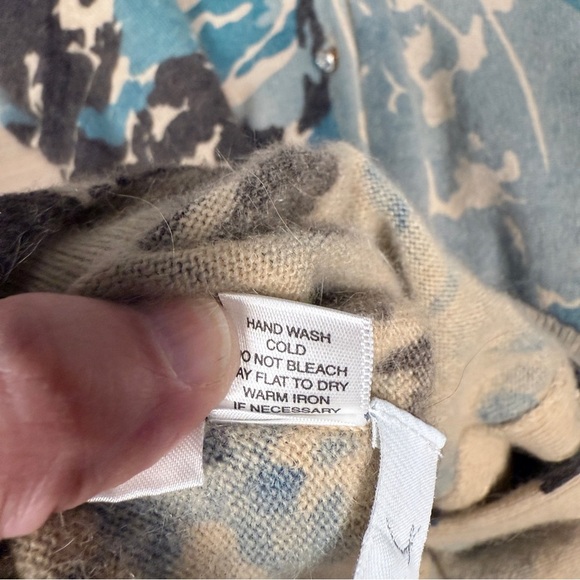 Ann Taylor Blue and Gray Floral Angora Blend Cardigan Sweater, Size XS - Picture 7 of 7